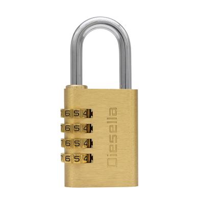 Kodehængelås 38 mm i messinghus og stålbøjle med 4 cifret kodelås (10.000 kombinationer)